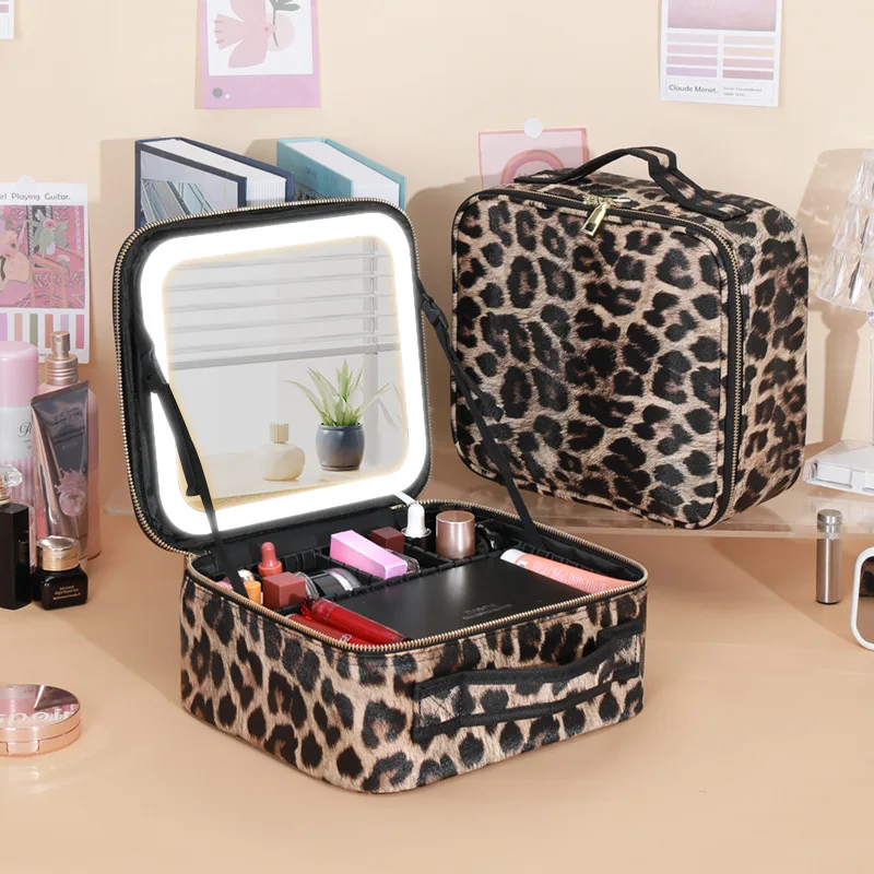 Portable LED Makeup Bag with Mirror&Light Large Capacity Travel Cosmetic Organizer Professional Handheld Cosmetic Storage Box - Image 22