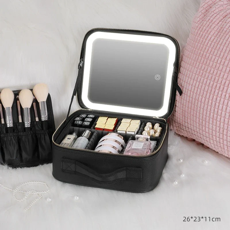 Portable LED Makeup Bag with Mirror&Light Large Capacity Travel Cosmetic Organizer Professional Handheld Cosmetic Storage Box - Image 23