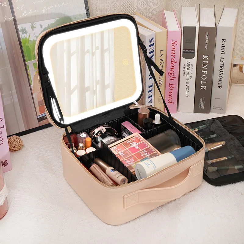 Portable LED Makeup Bag with Mirror&Light Large Capacity Travel Cosmetic Organizer Professional Handheld Cosmetic Storage Box - Image 27