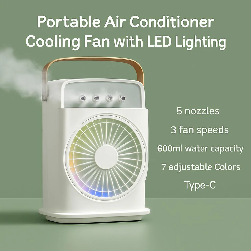 Portable Air Conditioner Cooling Fan with LED Lighting - Image 10