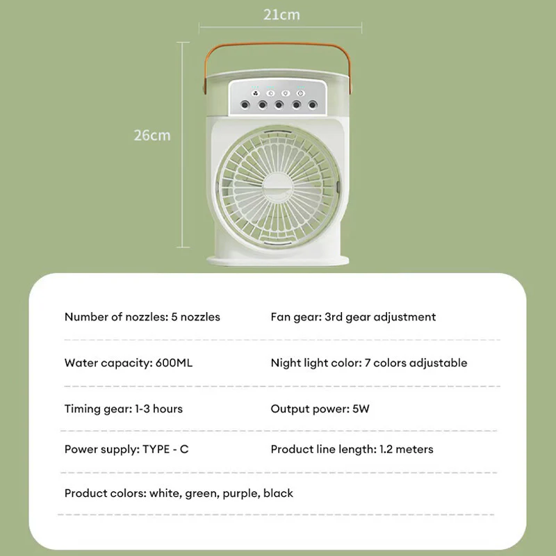 Portable Air Conditioner Cooling Fan with LED Lighting - Image 29