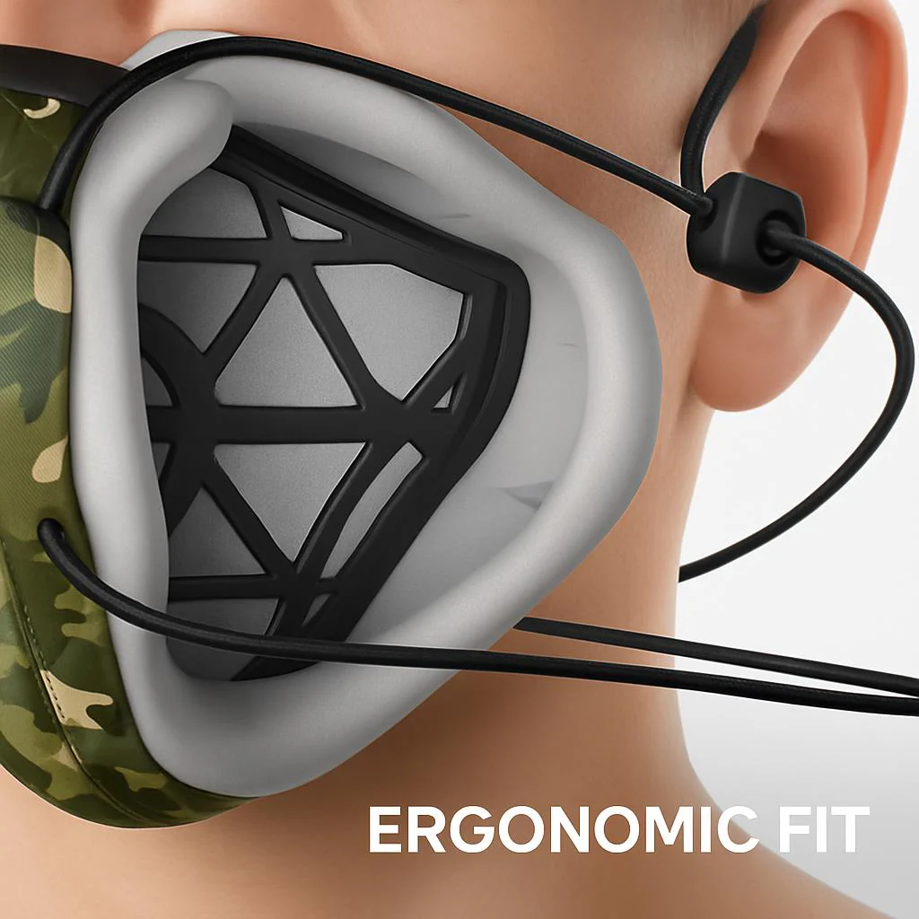Black Reusable Ergonomic Face Mask - Sustainable & Comfortable - Image 4