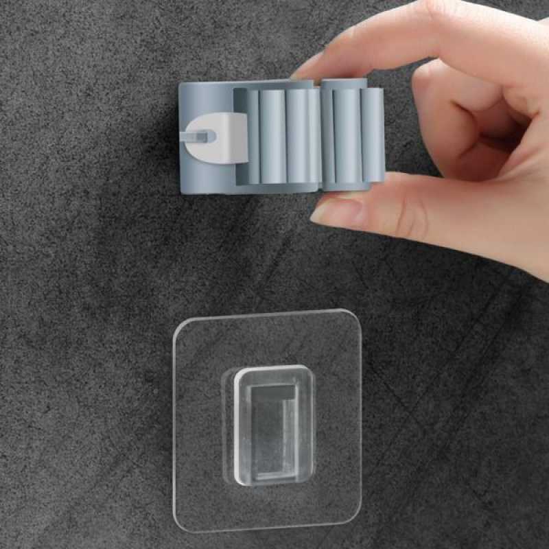 No-Drill Strong Adhesive Mop Hook – 3-Pack Wall Mount Holder