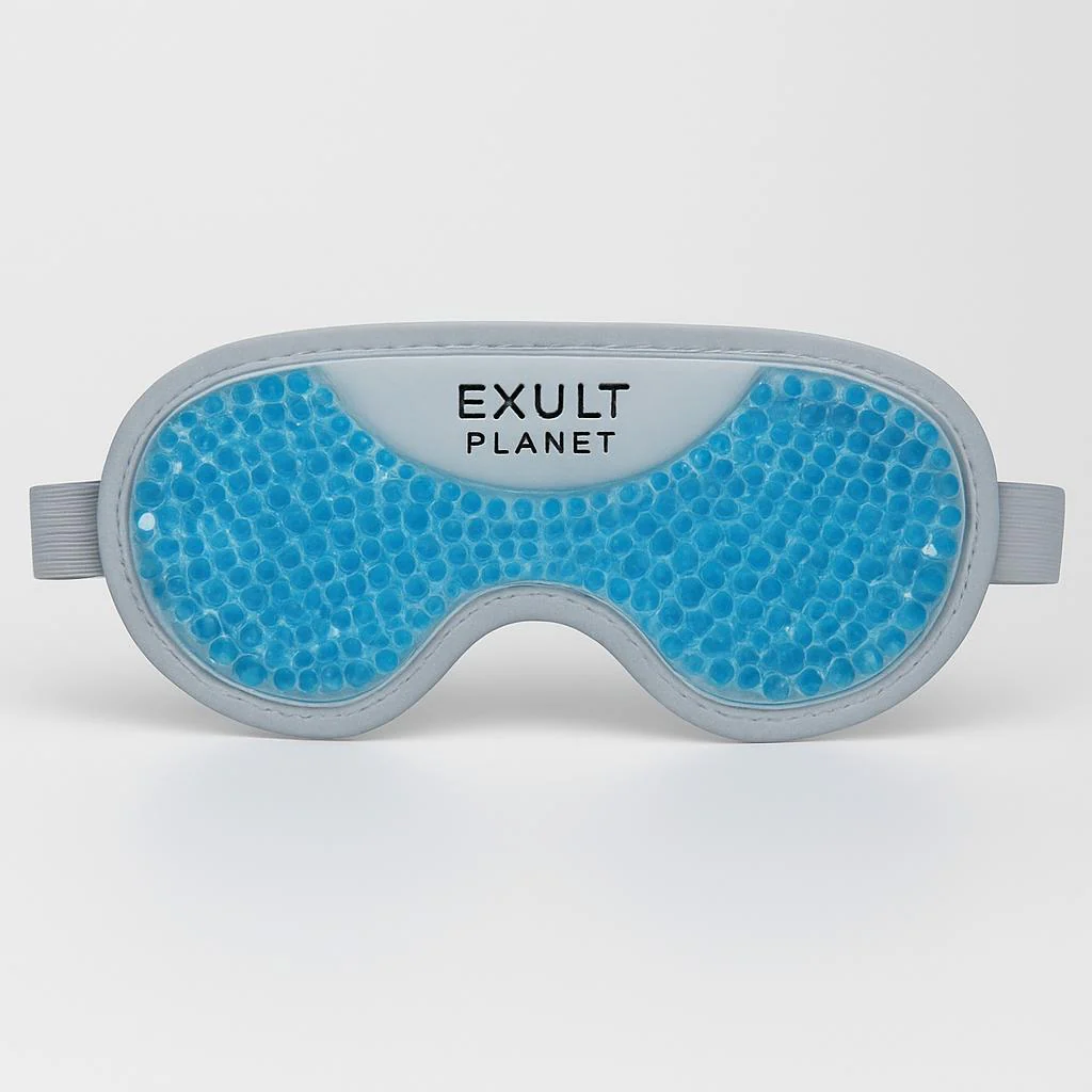 Reusable Gel Eye Mask for Hot & Cold Therapy - Blue Contoured Design - Image 4