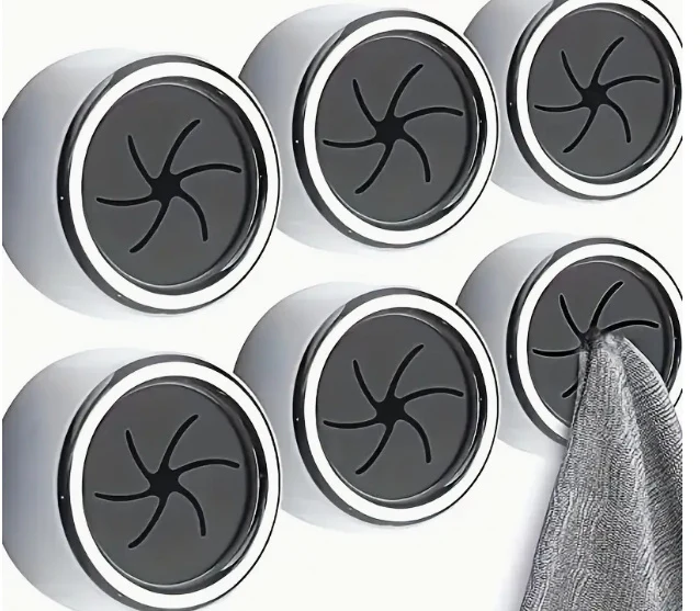 Space-Saving Circular Wall-Mounted Towel Holder - Silver with Black Accents - Image 14