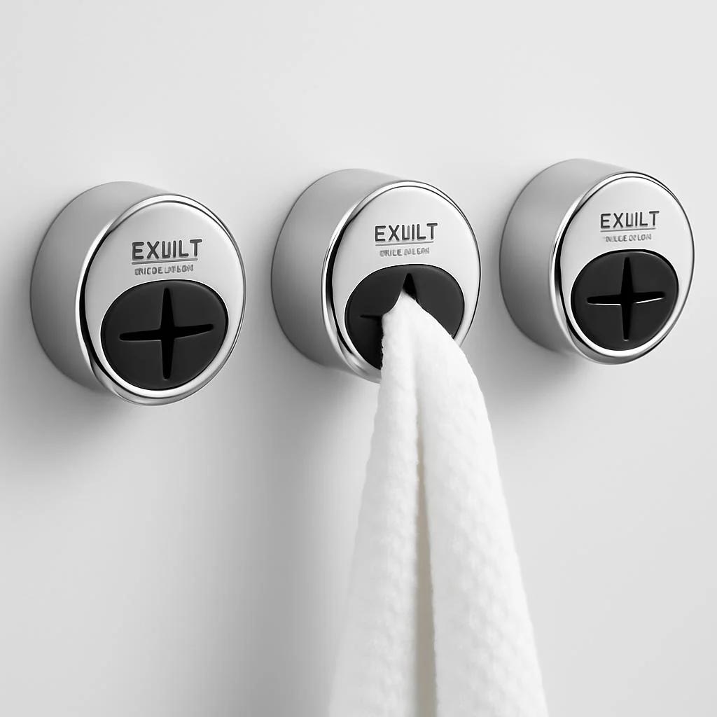 Space-Saving Circular Wall-Mounted Towel Holder - Silver with Black Accents - Image 6