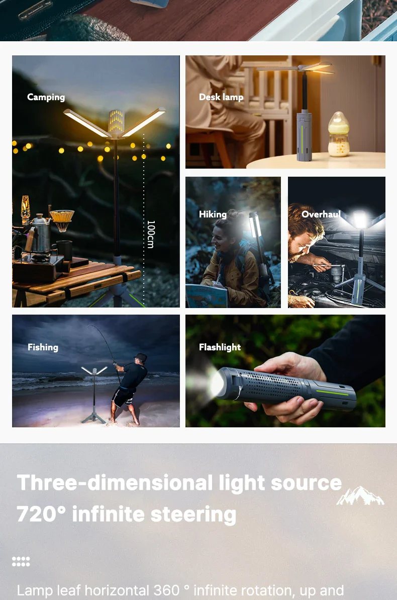 Rechargeable Outdoor Portable Hiking Camping Fishing Flashlight Telescoping Camping Lantern Telescopic Camping Light - Image 10