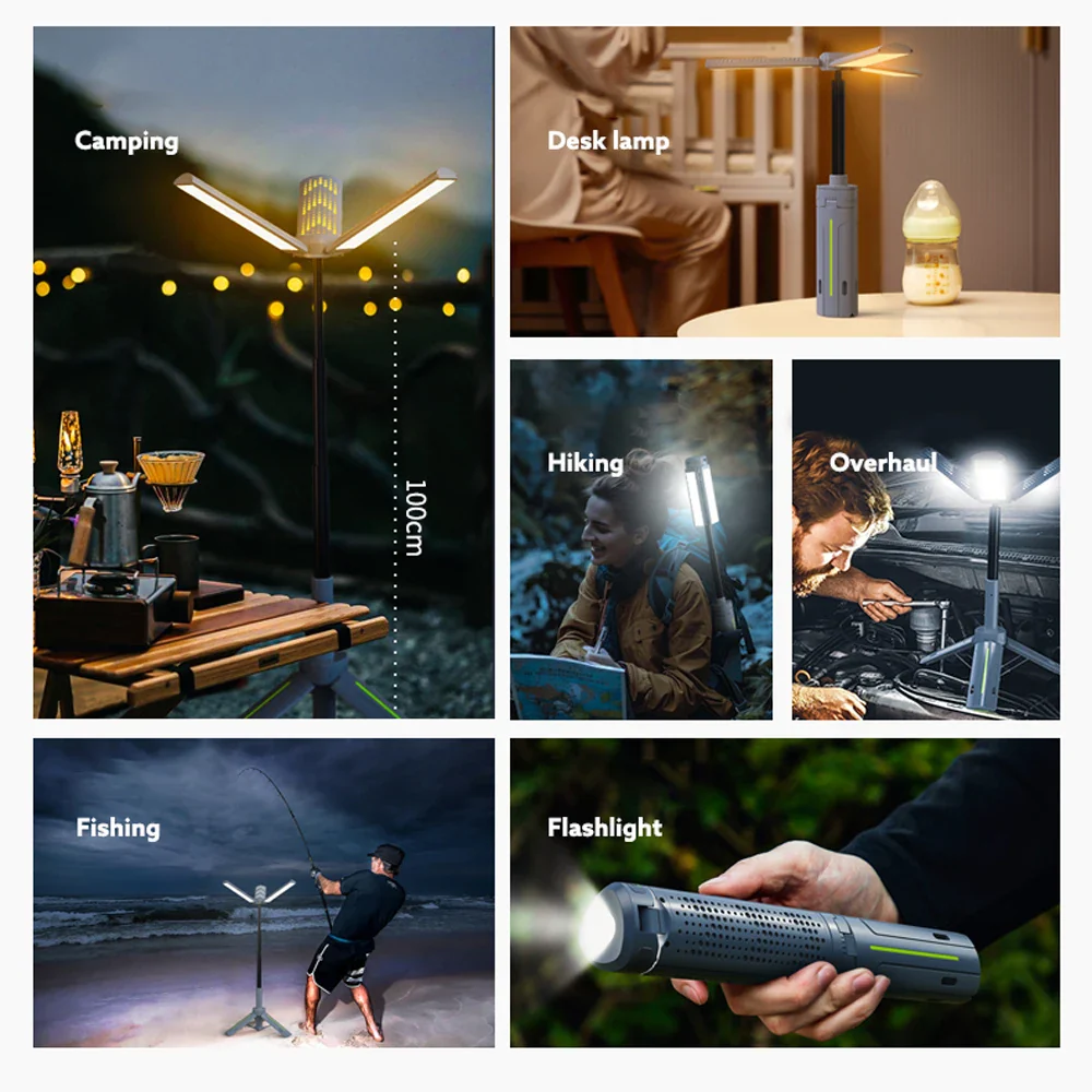 Rechargeable Outdoor Portable Hiking Camping Fishing Flashlight Telescoping Camping Lantern Telescopic Camping Light - Image 3