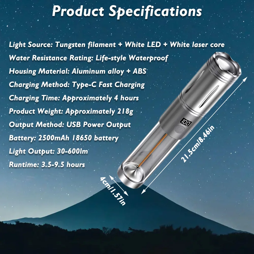 Rechargeable Outdoor Portable Hiking Camping Fishing Flashlight Telescoping Camping Lantern Telescopic Camping Light - Image 35