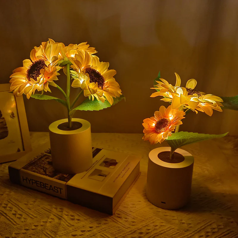 Eco-Friendly LED Flower Lamp with Yellow Blooms - Image 15