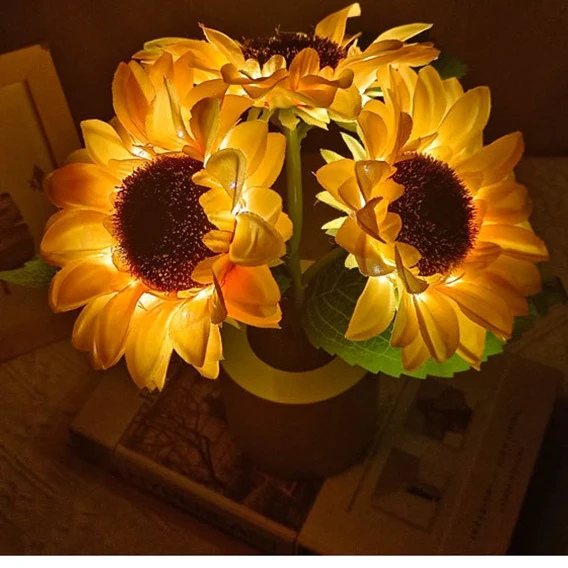 Eco-Friendly LED Flower Lamp with Yellow Blooms - Image 16