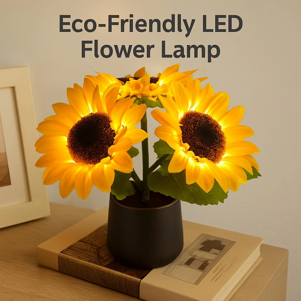 Eco-Friendly LED Flower Lamp with Yellow Blooms - Image 4
