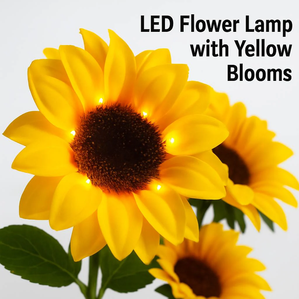 Eco-Friendly LED Flower Lamp with Yellow Blooms - Image 5