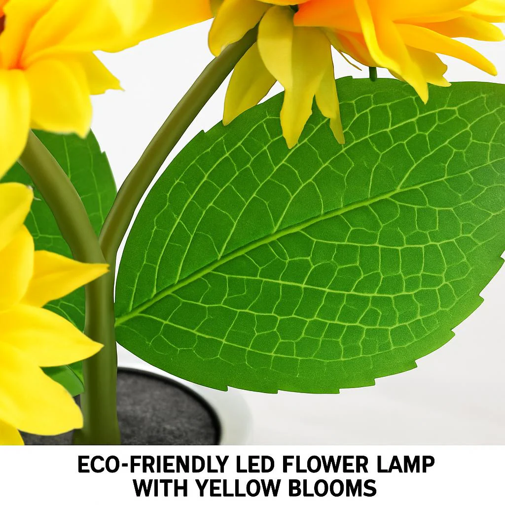 Eco-Friendly LED Flower Lamp with Yellow Blooms - Image 7