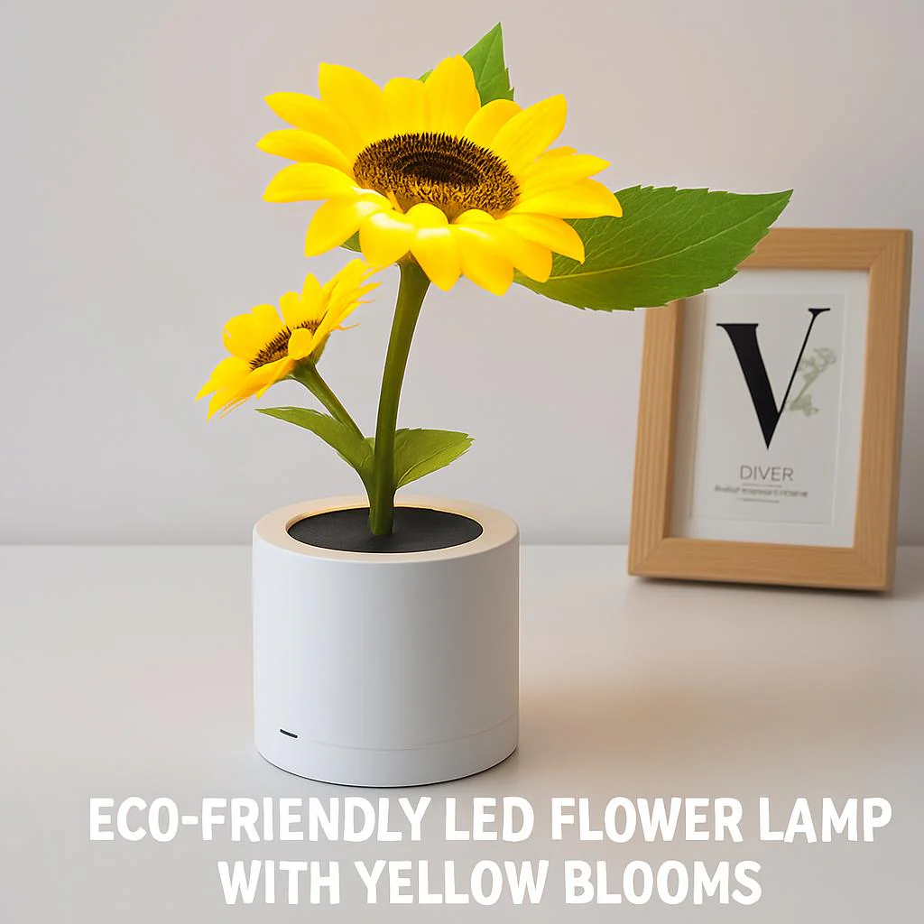 Eco-Friendly LED Flower Lamp with Yellow Blooms - Image 9