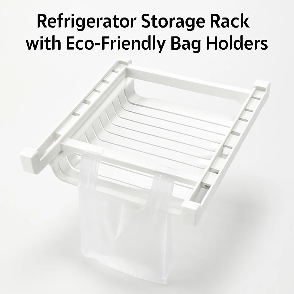 Refrigerator Storage Rack with Eco-Friendly Bag Holders - Image 4