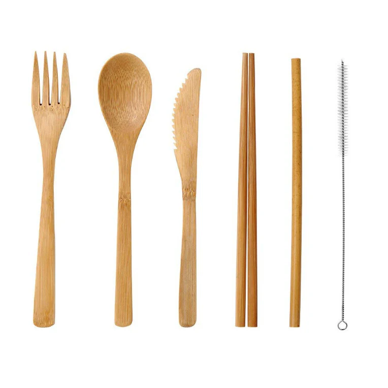 Eco-Friendly Bamboo Cutlery Set with Green Case - Reusable & Portable - Image 12
