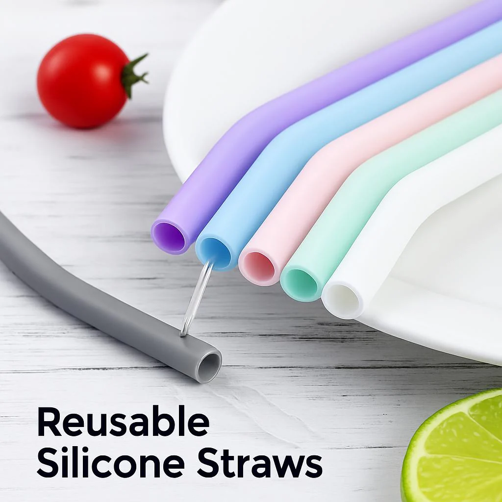 Eco-Friendly Silicone Folding Baby Bottles with Straw - Image 2