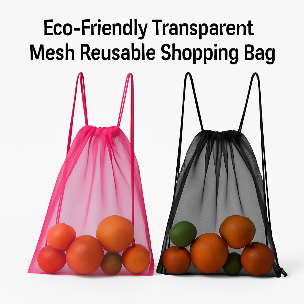 Eco-Friendly Transparent Mesh Reusable Shopping Bag - Image 3