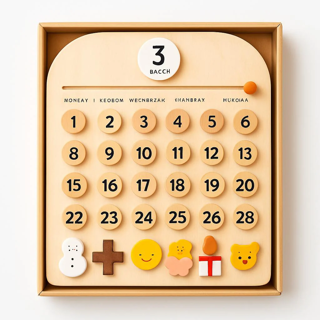 Eco-Friendly Wooden Calendar for Kids' Learning