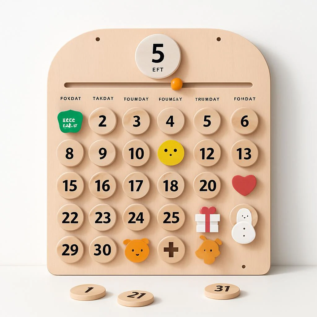 Eco-Friendly Wooden Calendar for Kids' Learning - Image 4