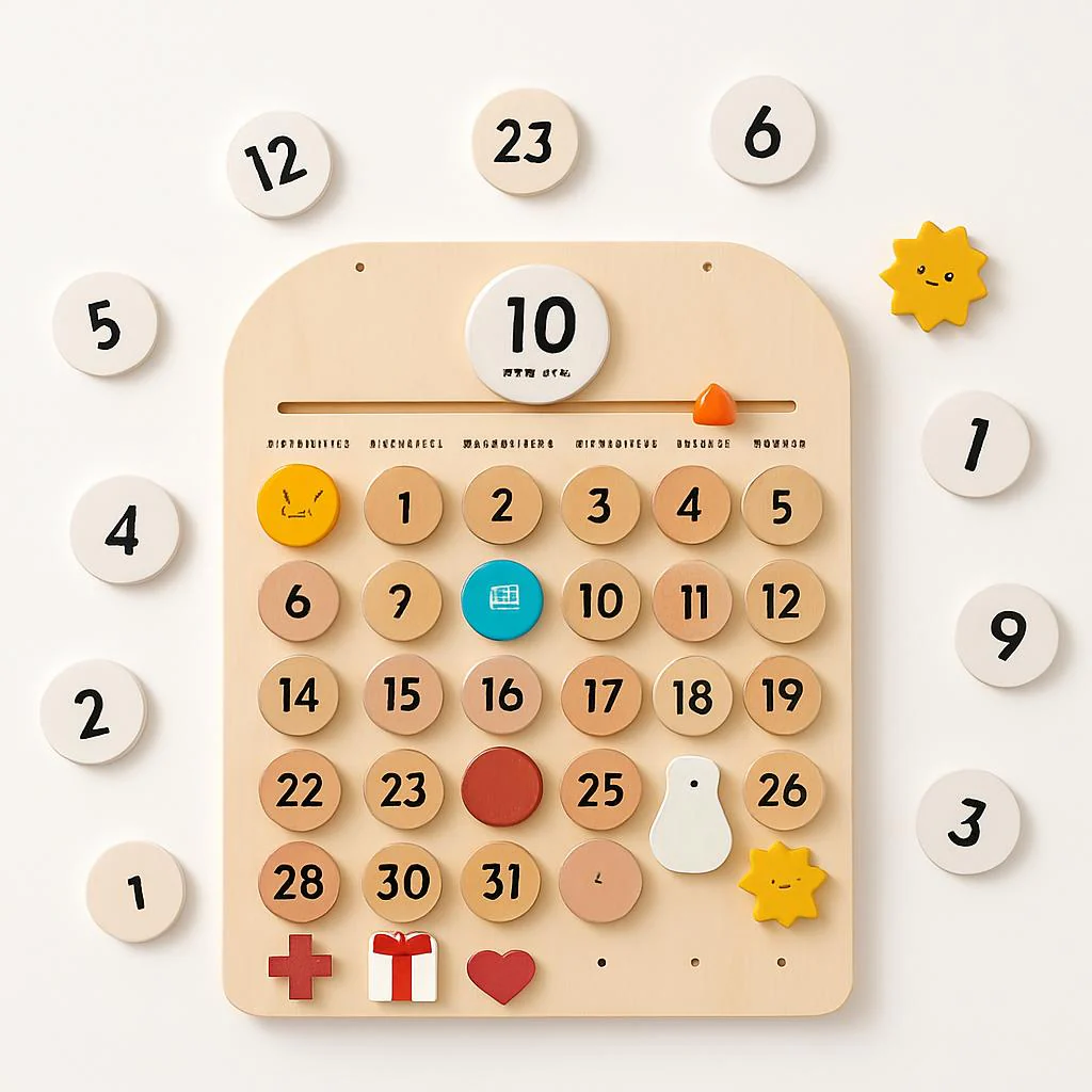 Eco-Friendly Wooden Calendar for Kids' Learning - Image 5