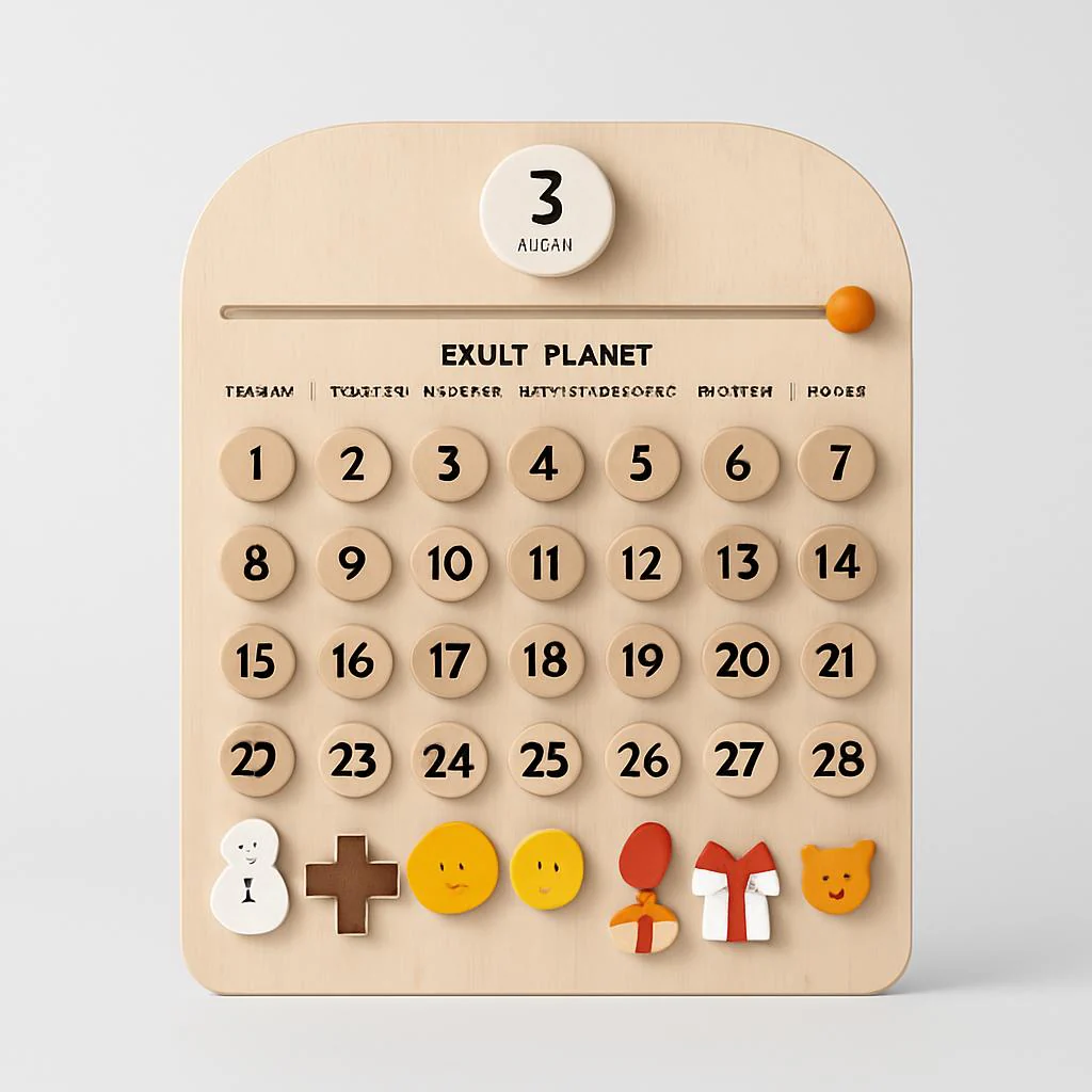 Eco-Friendly Wooden Calendar for Kids' Learning - Image 6