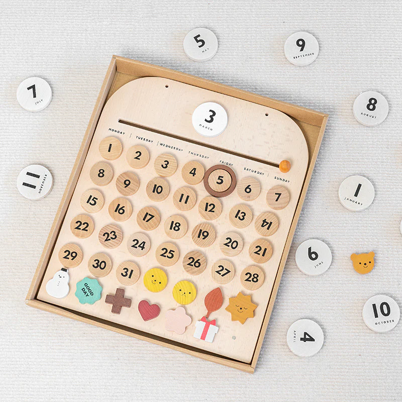 Eco-Friendly Wooden Calendar for Kids' Learning - Image 8