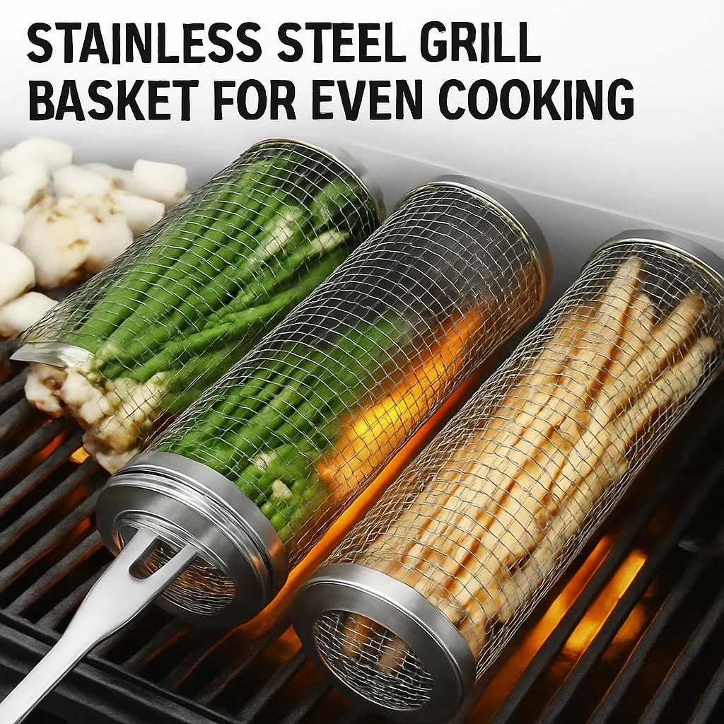 Stainless Steel Grill Basket for Even Cooking - Image 4