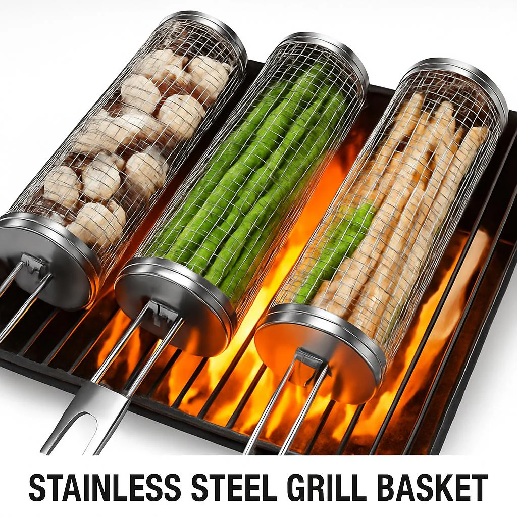 Stainless Steel Grill Basket for Even Cooking - Image 9