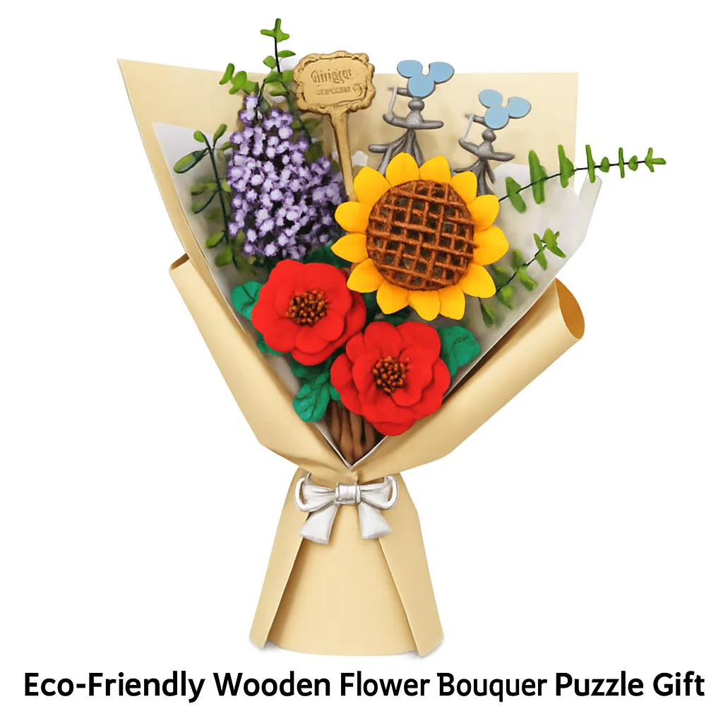 Eco-Friendly Wooden Flower Bouquet Puzzle Gift - Image 13