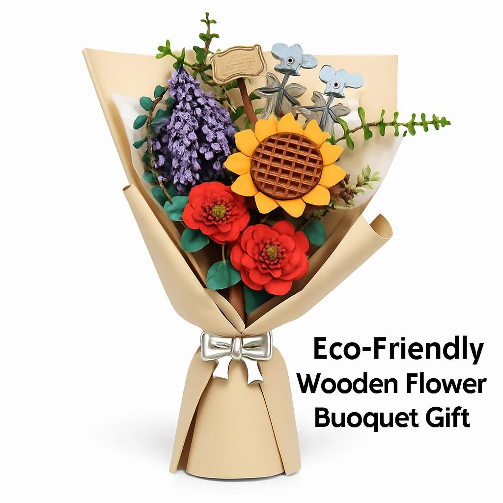Eco-Friendly Wooden Flower Bouquet Puzzle Gift - Image 2
