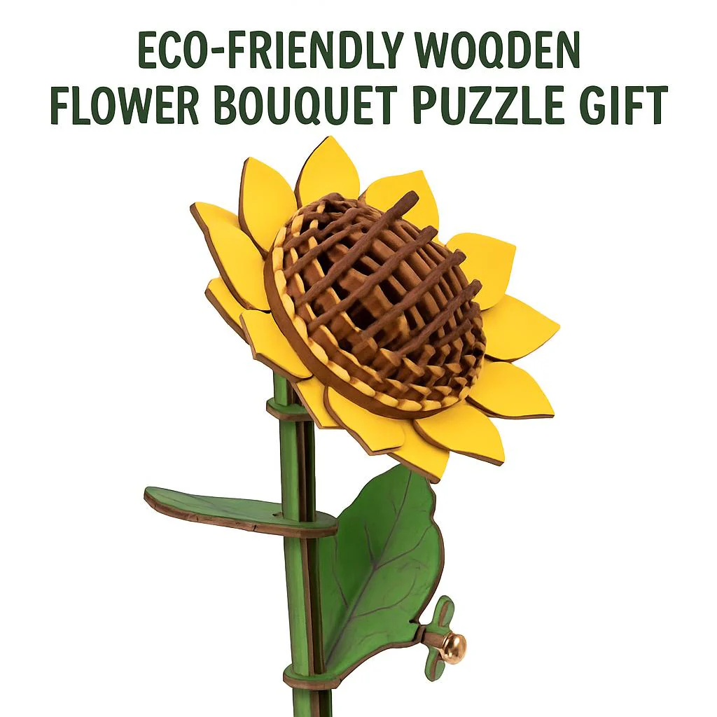 Eco-Friendly Wooden Flower Bouquet Puzzle Gift - Image 5