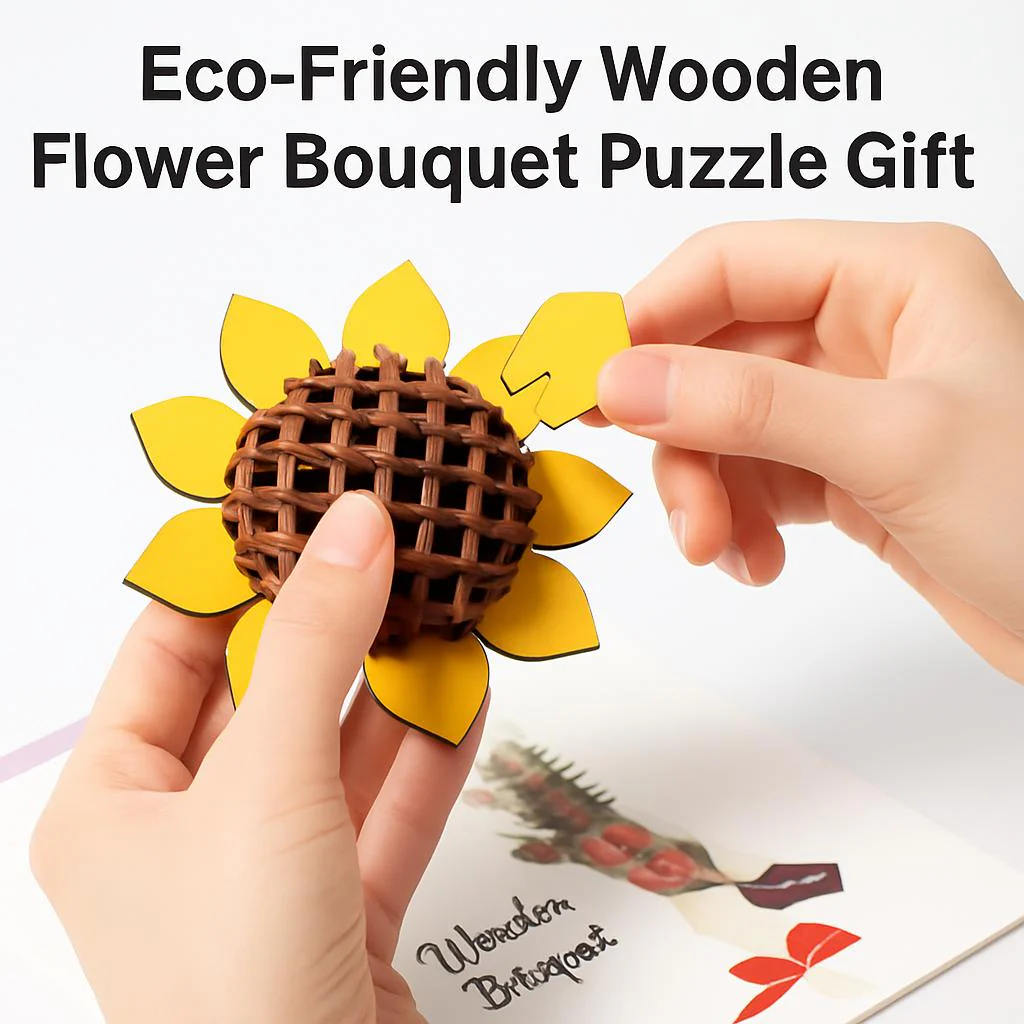 Eco-Friendly Wooden Flower Bouquet Puzzle Gift - Image 6