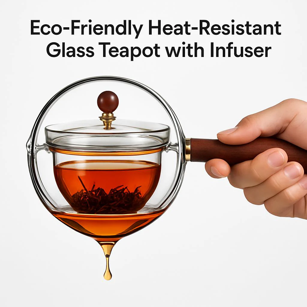 Eco-Friendly Heat-Resistant Glass Teapot with Infuser - Image 11