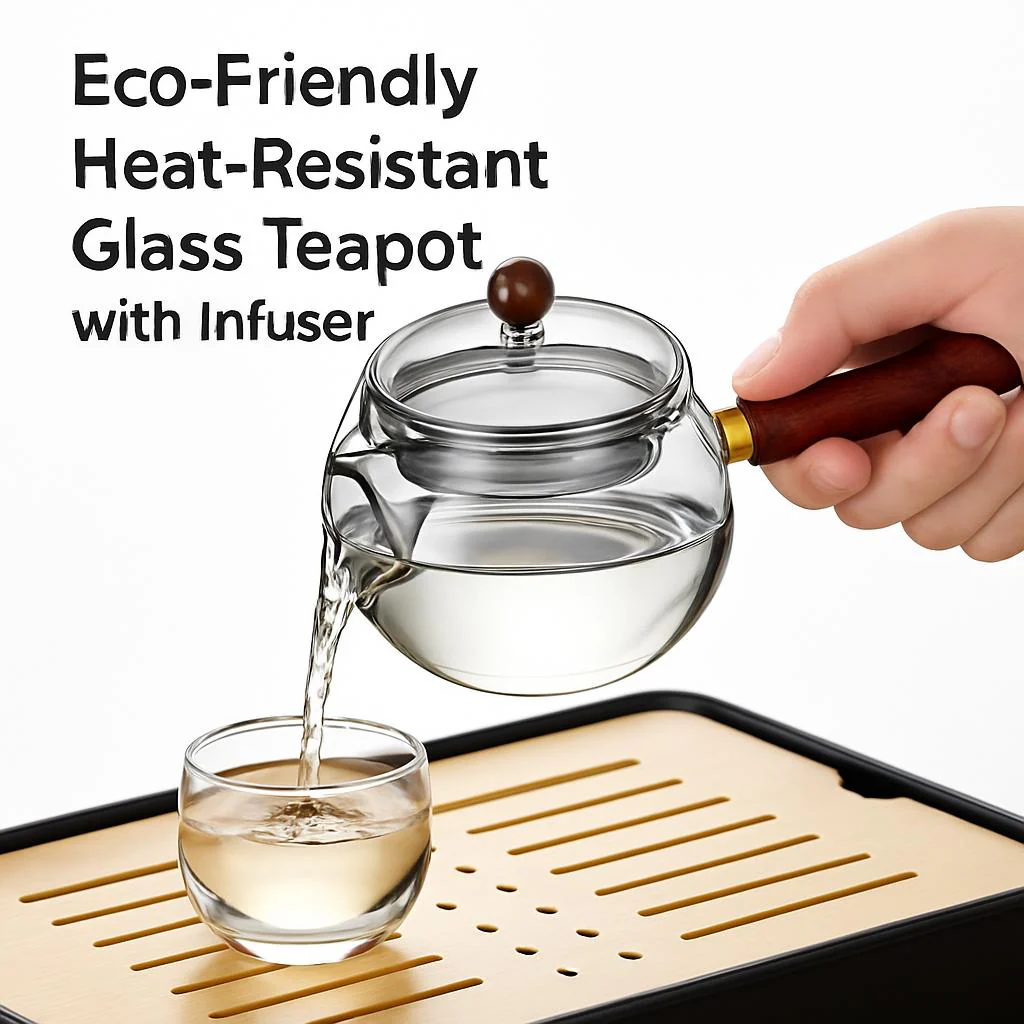 Eco-Friendly Heat-Resistant Glass Teapot with Infuser - Image 3