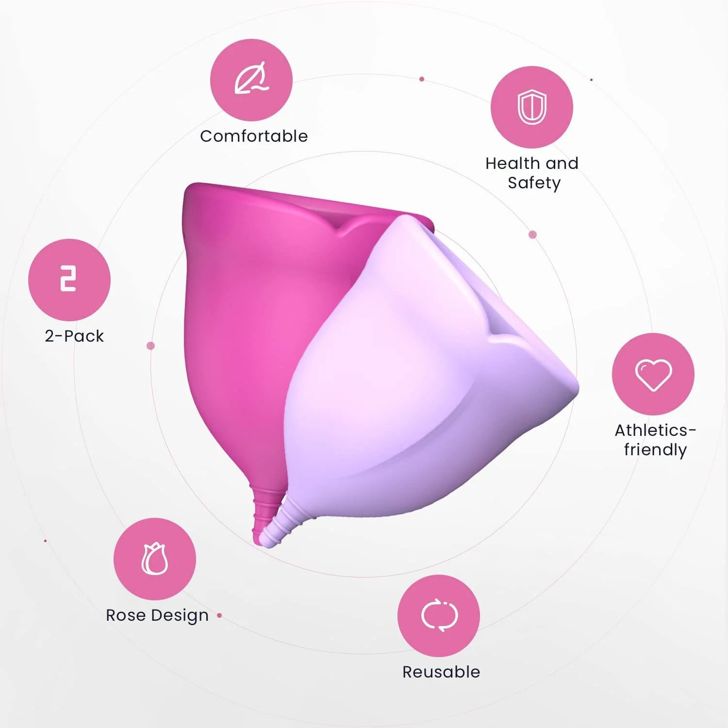 Eco-Friendly Reusable Menstrual Cups - Medical-Grade Silicone, Pink & Lavender - Image 10