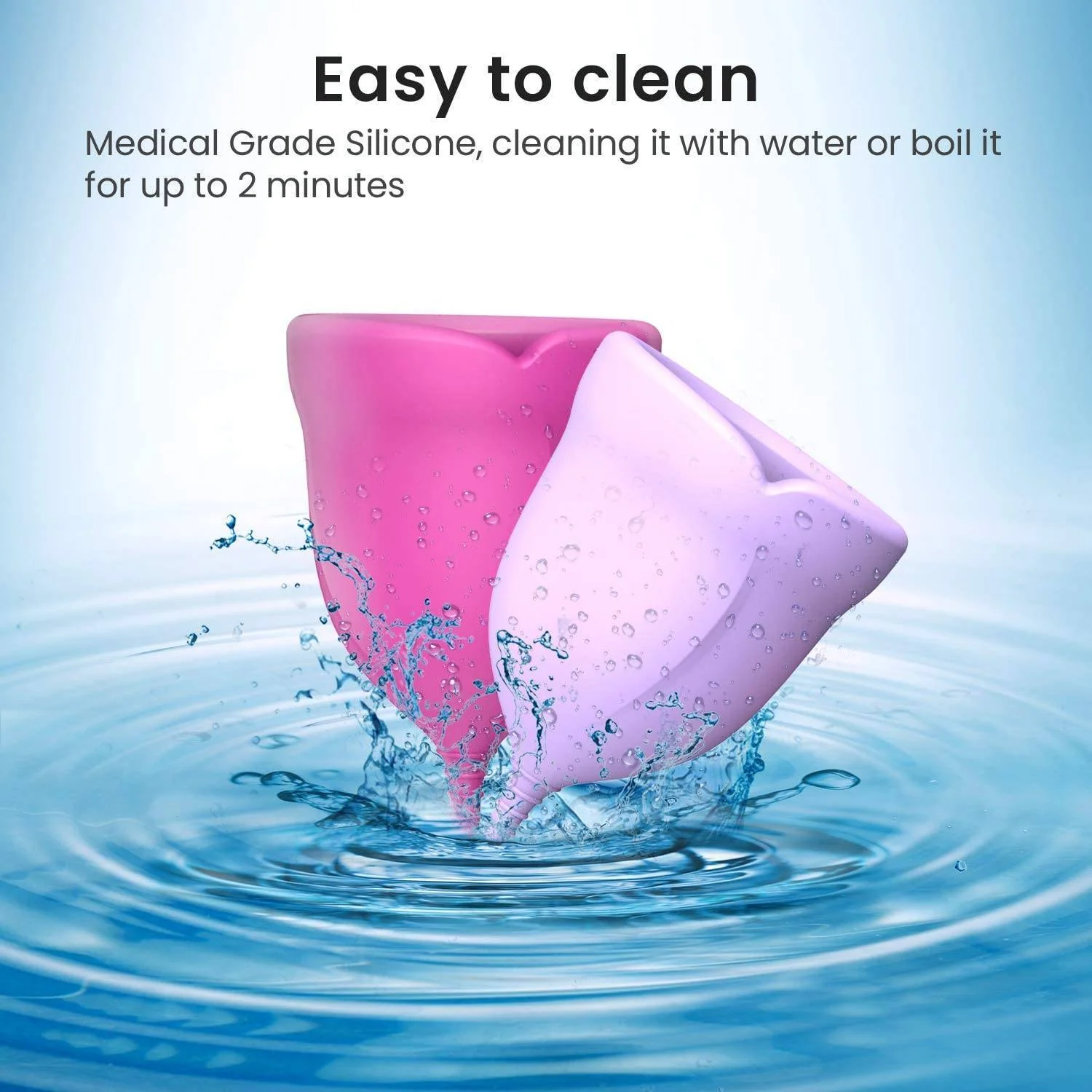 Eco-Friendly Reusable Menstrual Cups - Medical-Grade Silicone, Pink & Lavender - Image 13