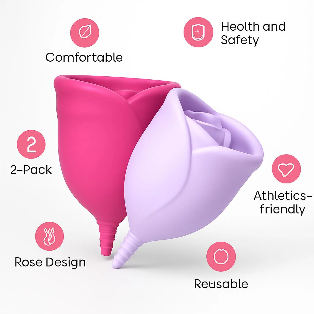 Eco-Friendly Reusable Menstrual Cups - Medical-Grade Silicone, Pink & Lavender - Image 3