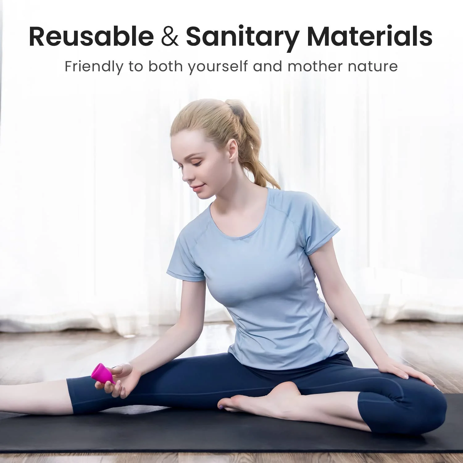 Eco-Friendly Reusable Menstrual Cups - Medical-Grade Silicone, Pink & Lavender - Image 5