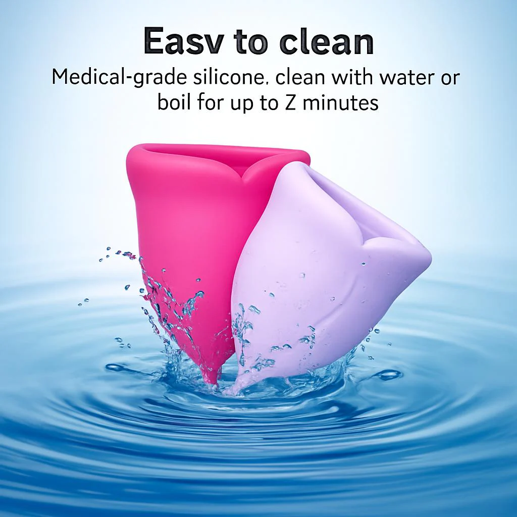 Eco-Friendly Reusable Menstrual Cups - Medical-Grade Silicone, Pink & Lavender - Image 7