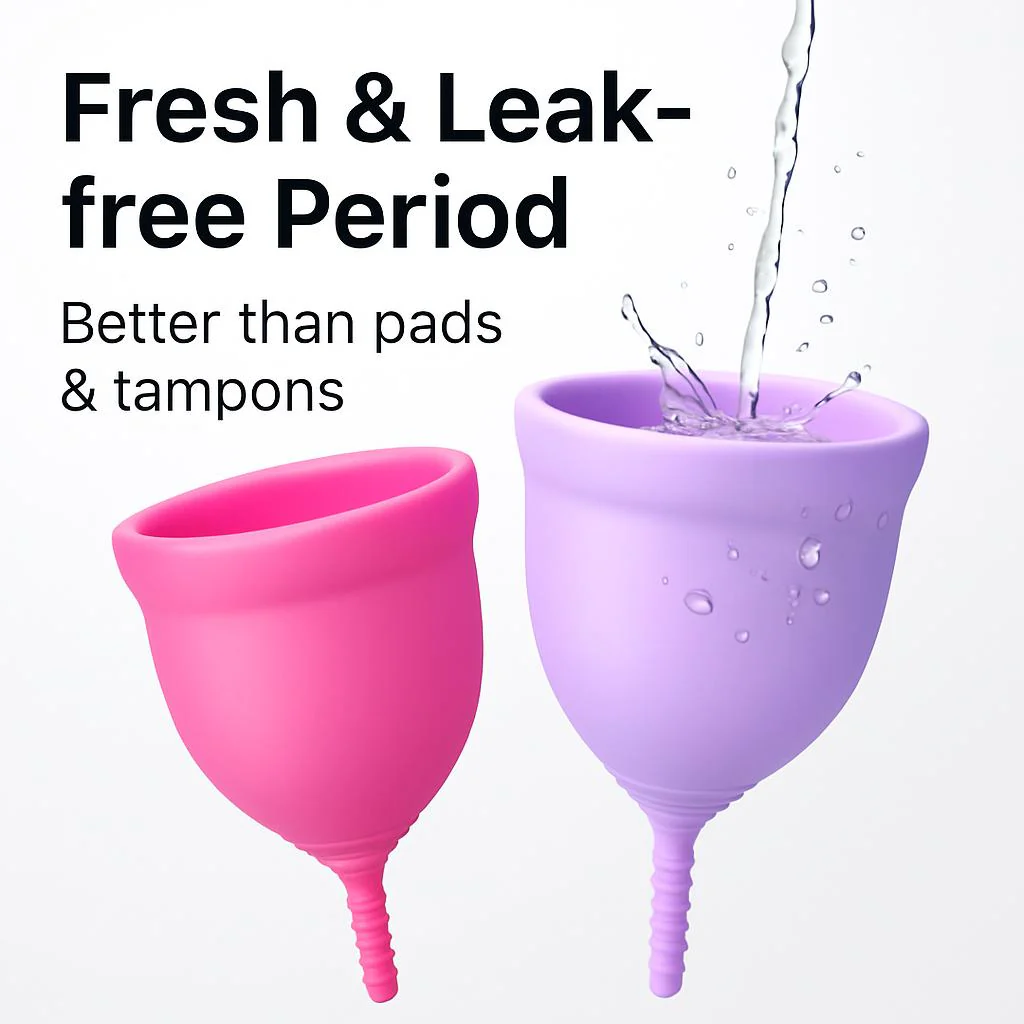 Eco-Friendly Reusable Menstrual Cups - Medical-Grade Silicone, Pink & Lavender - Image 8