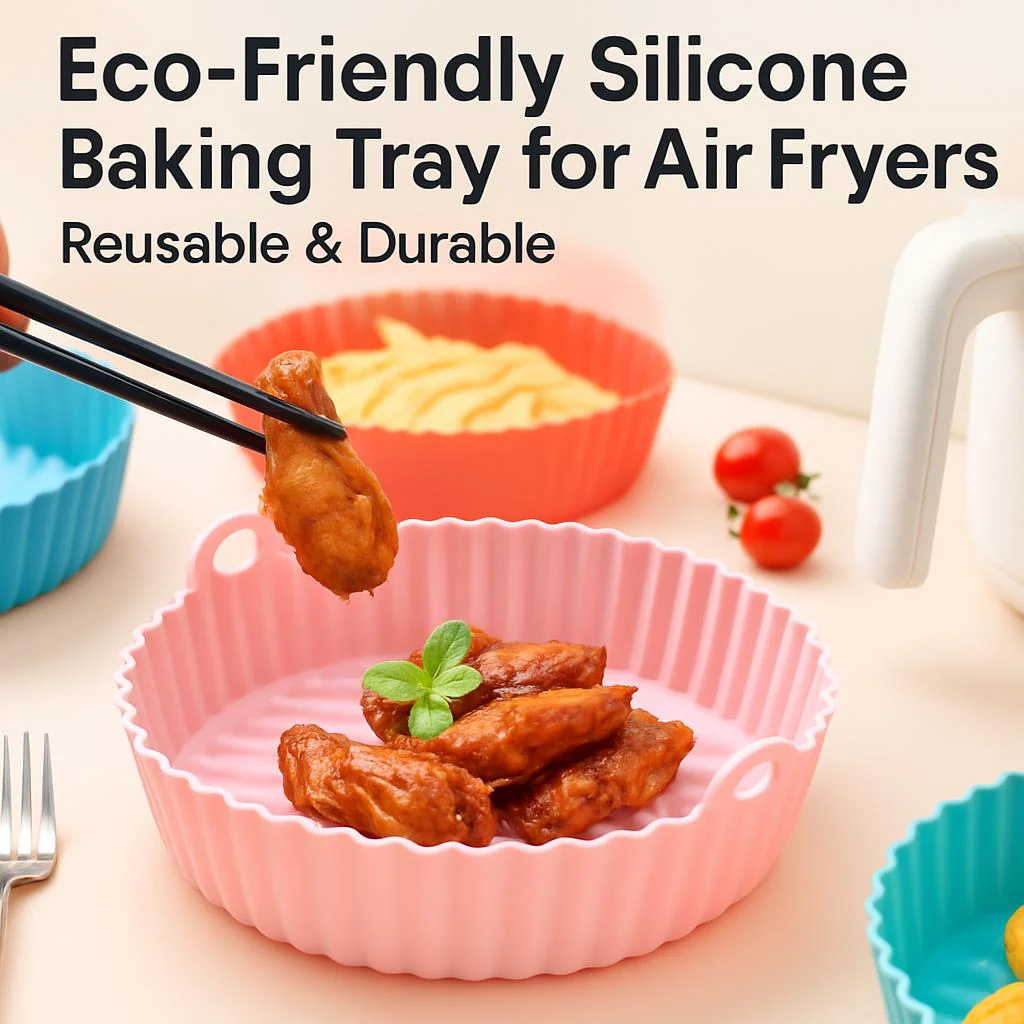 Eco-Friendly Silicone Baking Tray for Air Fryers - Reusable & Durable - Image 3