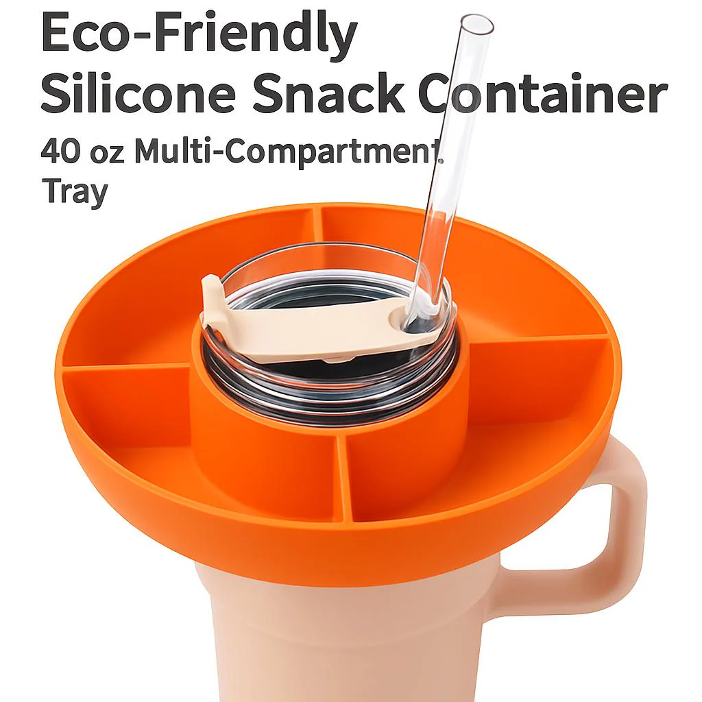 Eco-Friendly Silicone Snack Container - 40 oz Multi-Compartment Tray - Image 14
