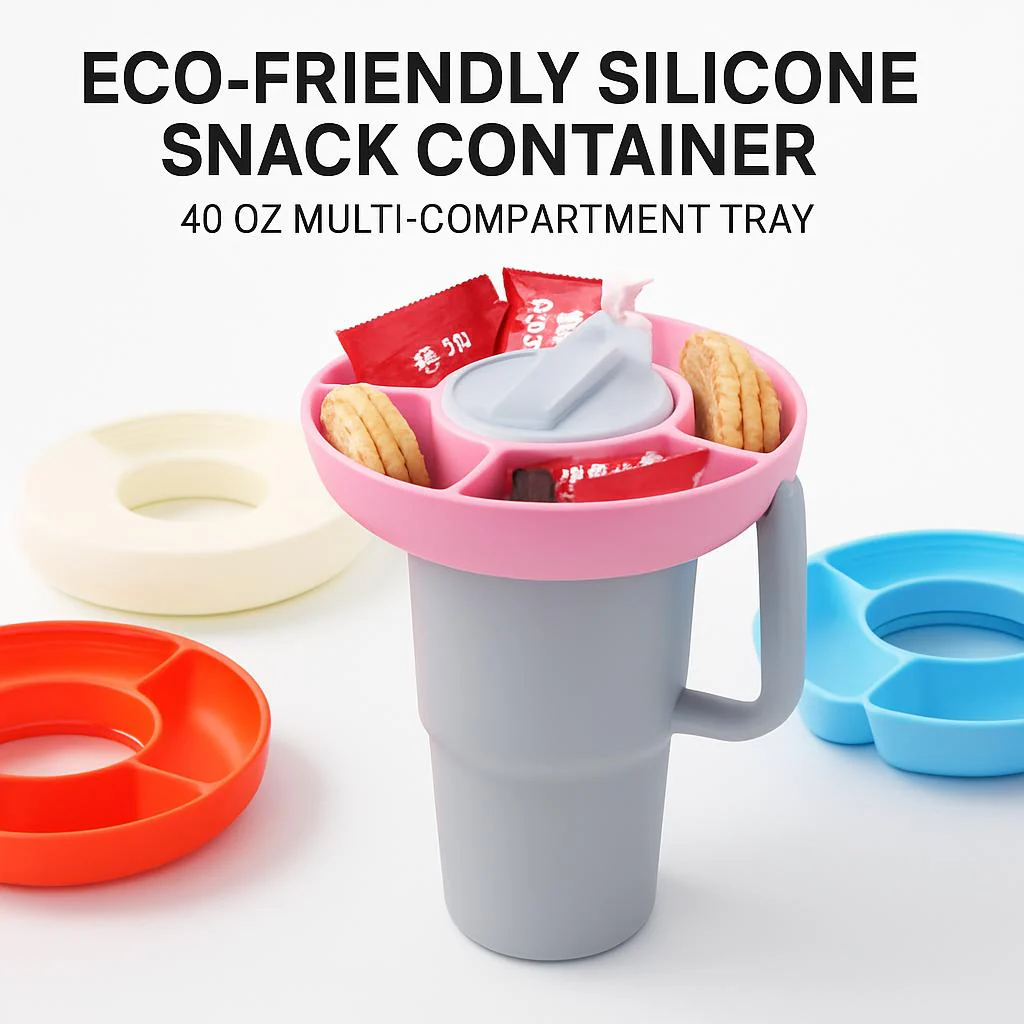 Eco-Friendly Silicone Snack Container - 40 oz Multi-Compartment Tray - Image 4