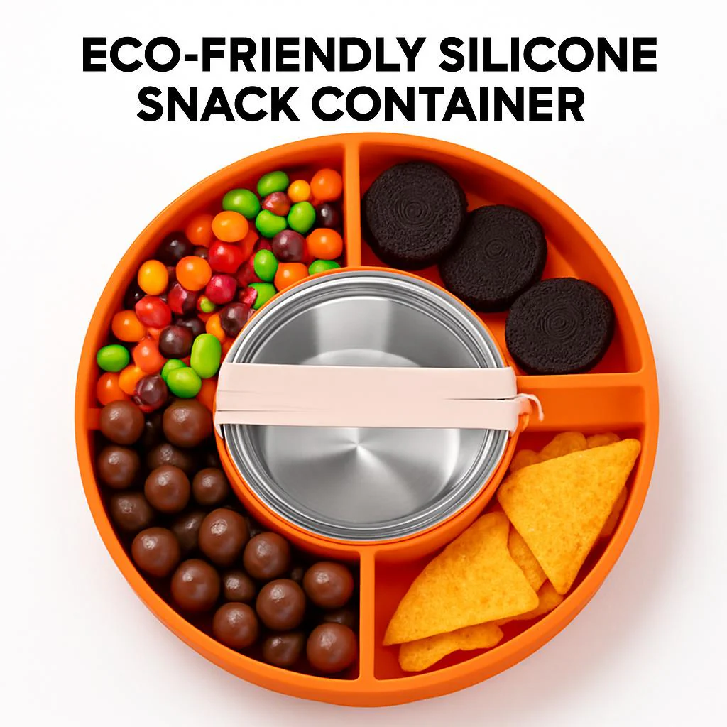 Eco-Friendly Silicone Snack Container - 40 oz Multi-Compartment Tray - Image 6