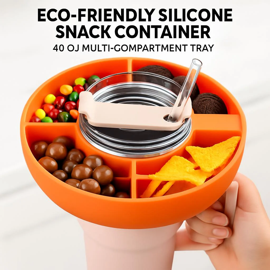 Eco-Friendly Silicone Snack Container - 40 oz Multi-Compartment Tray - Image 7