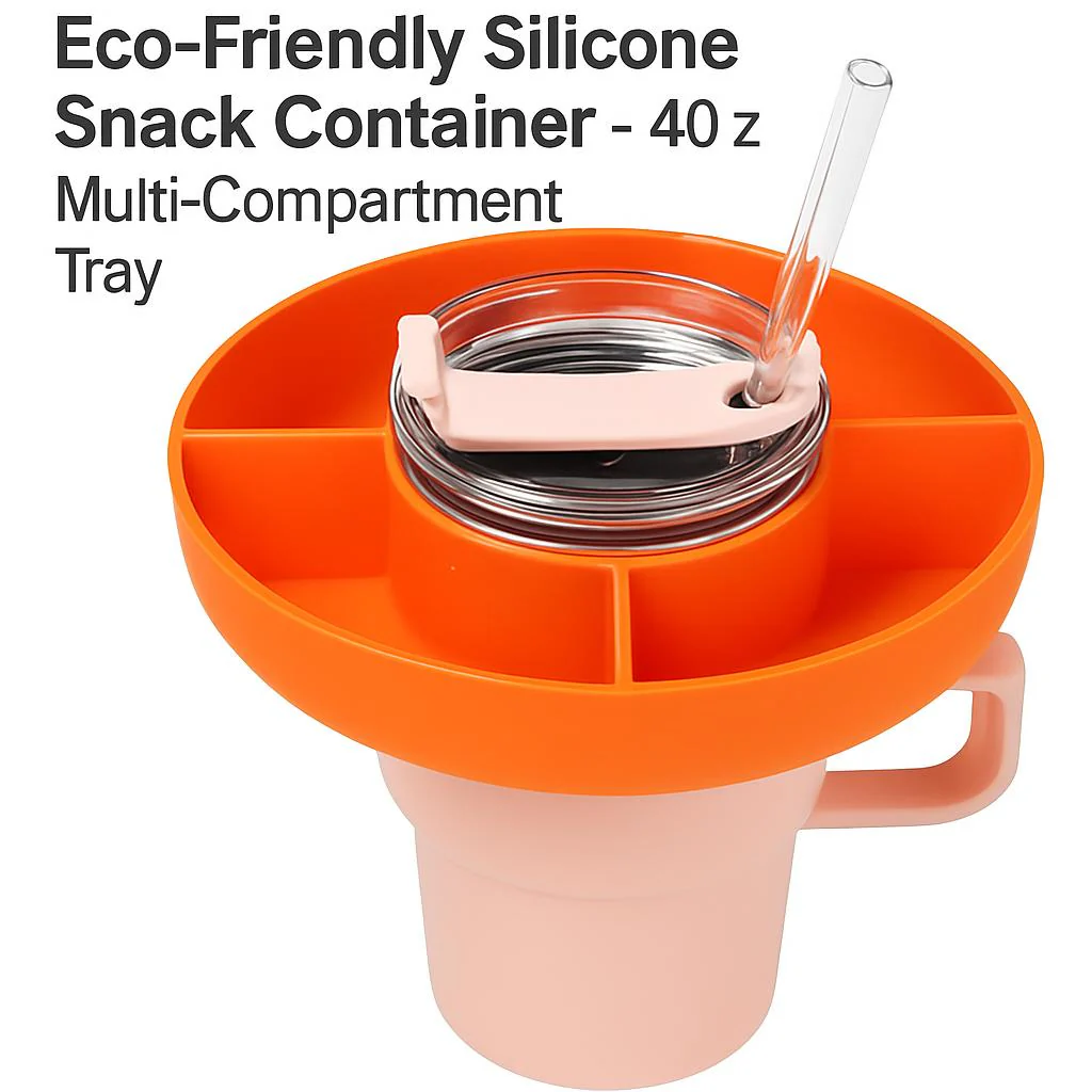 Eco-Friendly Silicone Snack Container - 40 oz Multi-Compartment Tray - Image 8