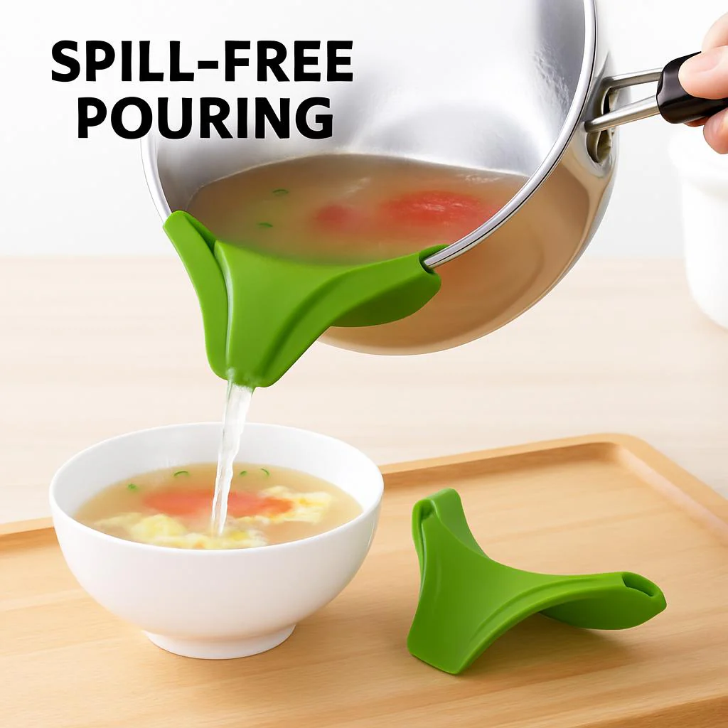 Green Silicone Clip-On Pot Spout for Spill-Free Pouring - Image 3