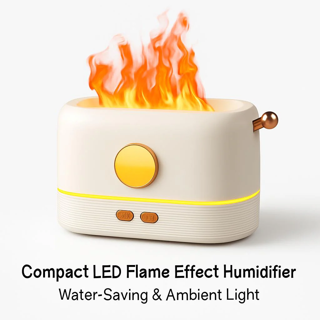 Compact LED Flame Effect Humidifier - Water-Saving & Ambient Light - Image 14